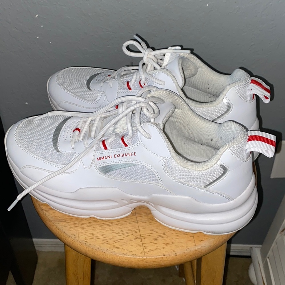 A/X Armani Exchange White and Red Sneakers